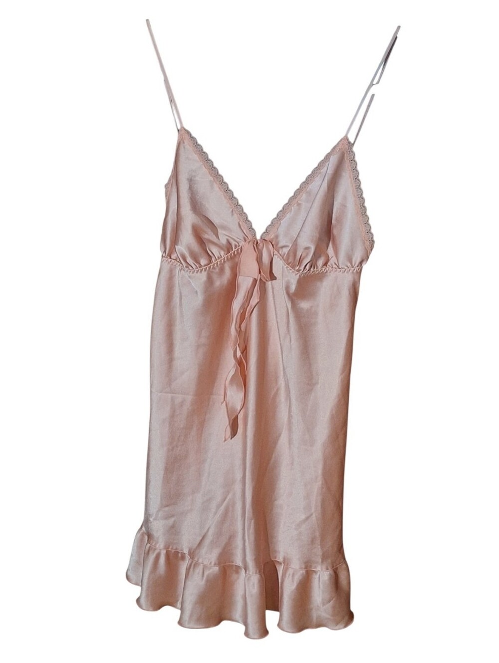 Victoria's Secret Angels Gown Pink Satin Ruffle Slip M Balletcore Vtg Y2K